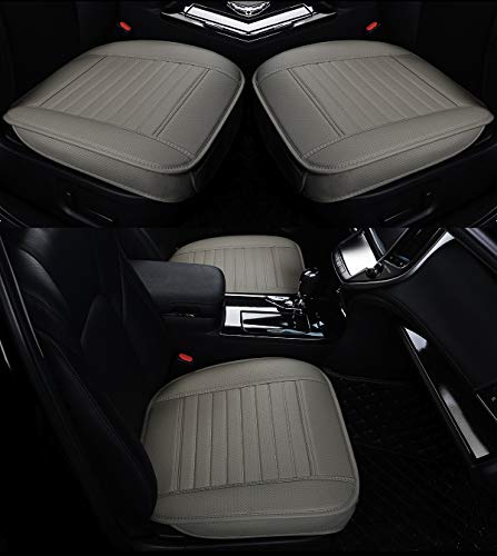 Edealyn (2Pcs Pu Leather Seat Covers Auto Seat Protector Car Seat Covers For Front Seat With Side Flaps,(Deep20 Inch × Width20 Inch × Thick 0.4 Inch) (Gray-2 Pcs) #TOP7