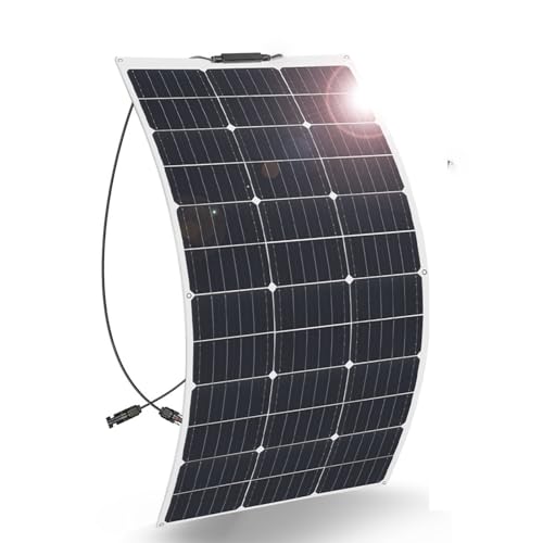 XINPUGUANG 100W Flexible Solar Panel, 12 Volt Flexible Solar Panels Bendable Mono Off-Grid Solar Power PV Panel for Marine, Motorhome, Cabin, Van, Car and Uneven Surfaces