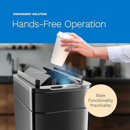 Image of hOmeLabs - 13 Gallon Kitchen Trash Can Dark Stainless Steel
