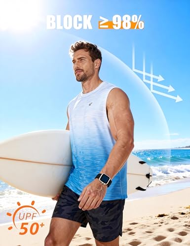 Image of EZRUN Men's Workout Sleeveless Shirts Quick Dry Muscle Swim Shirt Gym Fitness Running Beach Tank Tops