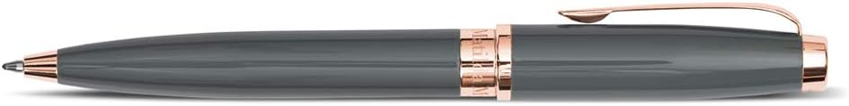 Rose Gold Ball Pen in Blue | Premium Ball-Point Writing Pen with Smooth Black Ink & Protective Pouch | Stylish Stationery for Notes, Office & Gifts | Grey