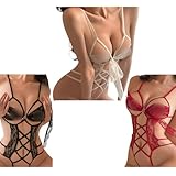 【3枚セット】OLYOLY 過激 超ハイレグレオタード セクシー コスプレ 下着 レース ブラジリアン Oバック オープンクロッチ 穴あき スケスケ ベビードール ランジェリー (07 3色セット)