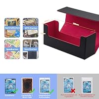 Tolesum Card Deck Box for MTG, Gathering Kartenbox für 580+ Ungesleevte Karten/ 35pt/130PT Sammelkarten Hüllen, PU Leder Magnetic Sammelkarten Box Kompatibel Magic Commander TCG Karten -Schwarz&Rot – Ansicht 4