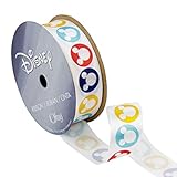 Offray Mickey Mouse Craft Ribbon, 7/8-Inch by 9-Feet, Circles Silhouette