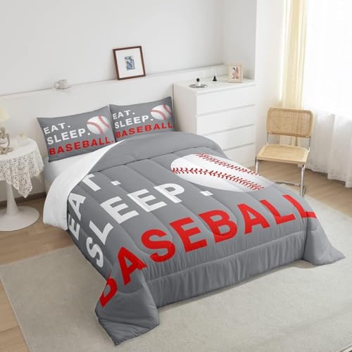 Image of Feelyou Baseball Comforter Set Toddler Size Bedding Set for Kids Teens