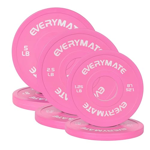 Image of EVERYMATE Change Weight Plates 1.25LB 2.5LB 5LB Set Fractional Olympic Bumper Plates for Cross Training Steel Insert Strength Training