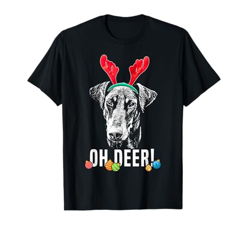 Oh Ciervo Divertido Doberman Navidad Camiseta