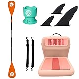 Niphean Aufblasbarer SUP Sitz, SUP Paddel, Schwimmfähiges Kajak Paddel in 3 oder 4 Abnehmbaren Teilen, Paddleboard und Kajak Becherhalter, Paddle Board Fin 4’’/9’’/15 Wave Replacement