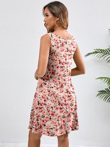 Image of Heymoments Women's Summer Sleeveless Crewneck Dresses Casual Loose Fitted Tank Sundress with Pockets