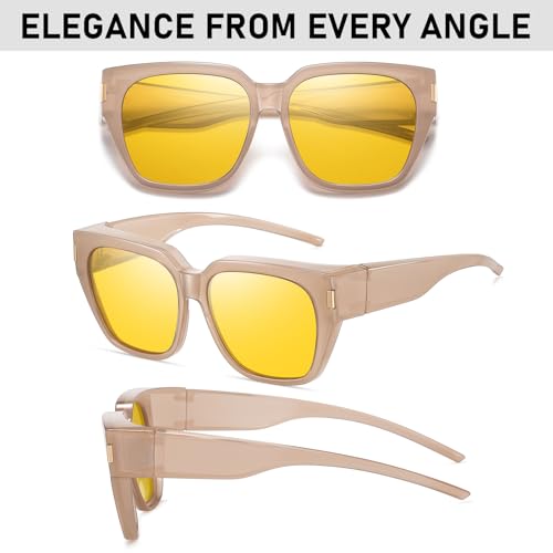 Image of HAOLOTA Night Vision Driving Glasses Fit Over Glasses