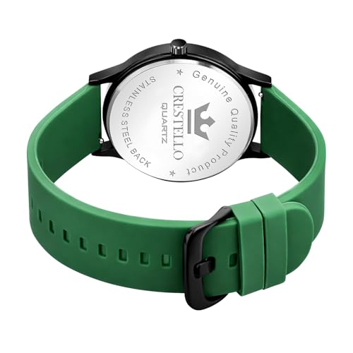 Image of CRESTELLO Silicone Strap Analog Wrist Watch for Men (Black /Blue /Green /Brown /Grey) | 1 Year Warranty* | CR-BK254