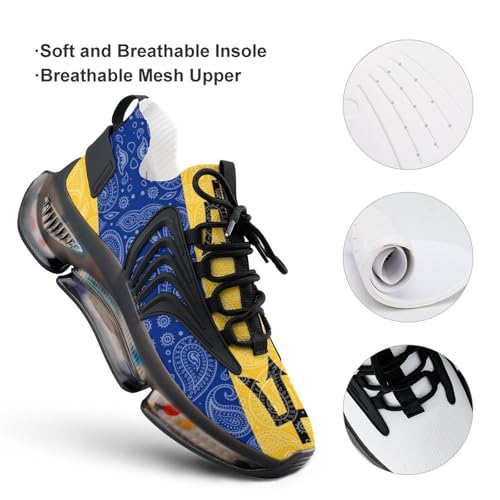 Paisley and Barbados Flag Paisley Pattern Printed Men's Sneaker Funny Lightweight Running Shoe Tennis Shoes for Men3