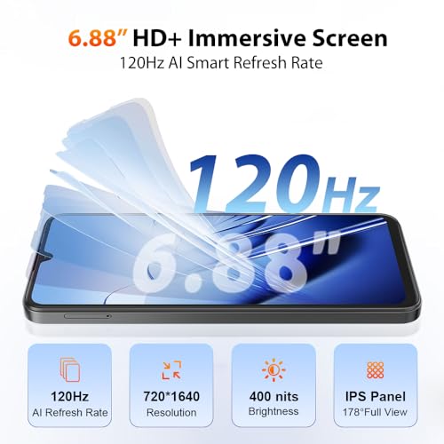 Blackview Wave 10 Handy Ohne Vertrag, 32GB+128GB/2TB Android 16 Phone, 6.88" 120Hz Gemini AI Smartphone Ohne Vertrag Günstig, 5000mAh, 32MP+13MP, WiFi 5, Fingerabdruck/GPS/OTG/FM/Handy hülle, Blau – Bild 6