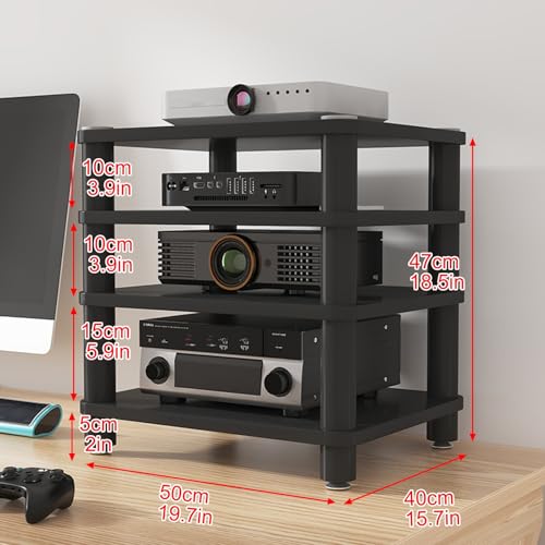 Image of Modern Stereo Cabinet & AV Media Stand, Record Player Storage Rack with Ample Space for CDs, DVD Players(Red,50x47cm /19.7x18.5in)
