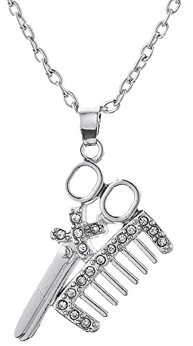 Collar con colgante de tijeras y peine de peluquería, joya para hombres y mujeres