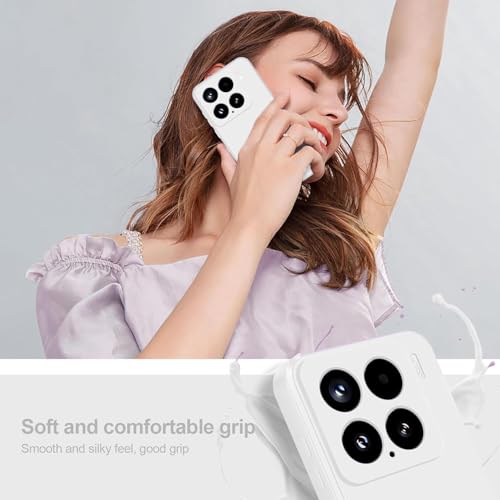 Image of DIZORO Compatible with Mi Xiaomi 15 5G Back Cover case with Upgraded Square Edges for Camera Protection Shockproof Flexible Matte Liquid Silicone Mobile Phone Case- White