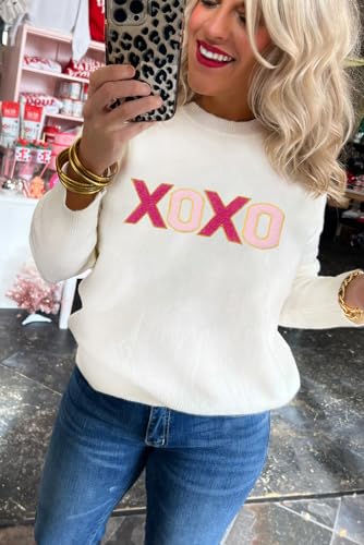 Image of LEMAFER Women 2026 Merry Christmas Round Neck Sequin Letters Sweater Casual Solid Slogan Long Sleeve Pullover Sweatshirt Tops