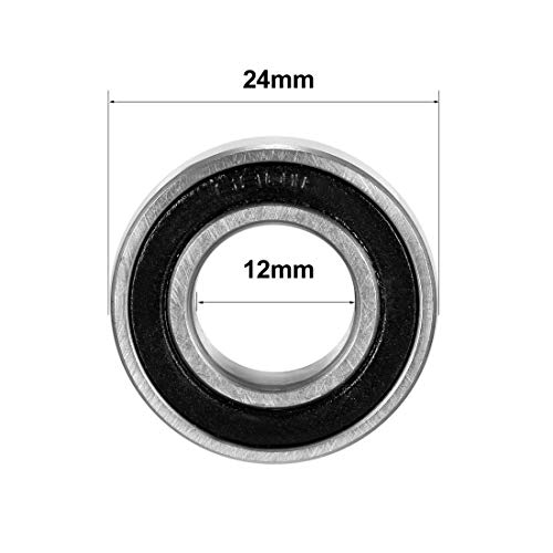 Uxcell 6901-2Rs Deep Groove Ball Bearing Double Sealed 1180901, 12Mm X 24Mm X 6Mm Carbon Steel Bearings (Pack Of 2) #TOP3
