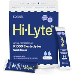 Hi-Lyte K1000 Hydration Packets Unflavored Keto & Performance, 30 Servings | 1,000mg Potassium, No Maltodextrin, Unsweetened, Without Stevia