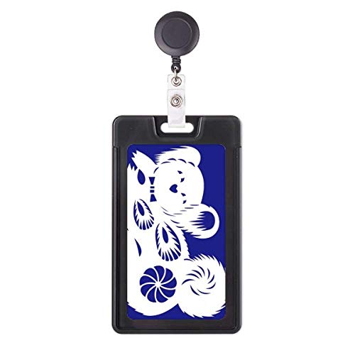 Porte-badge rétractable motif zodiaque de l'année du chien chinois enrouleur carte d'identité