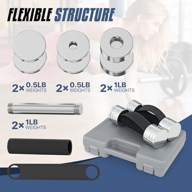 MADOG 10/30lbs Adjustable Dumbbells with Weight Plates/Connector, Hand Weights Dumbbells with Anti-Slip Metal Handle, Free Weights Exercise & Fitness Dumbbells, for Home Gym Exercise Training