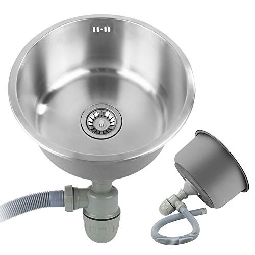 Évier de cuisine encastrable en acier inoxydable 1 cuve avec égouttoir réversible,Petit évier en acier inoxydable 304, Evier inox de cuisine,1 bac, d'évier de...