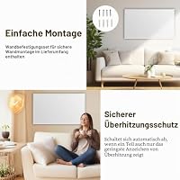 Hocosyme Infrarotheizung 1000 Watt, Energiesparende Infrarot Wandheizung, Infrarot Heizung Heizkörper Heizpaneel, Elektroheizung mit Uberhitzungsschutz, 600 * 1200mm, TÜV. – Ansicht 4