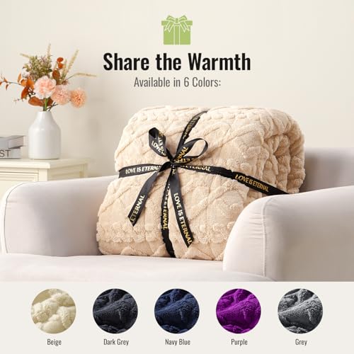 Image of Uttermara Weighted Blanket for Adults Queen Size 20lbs 60x80 inches, Dual Sided Soft Jacquard Sherpa Weighted Blankets, Thick Heavy Blanket for Sleeping and Calming, Khaki