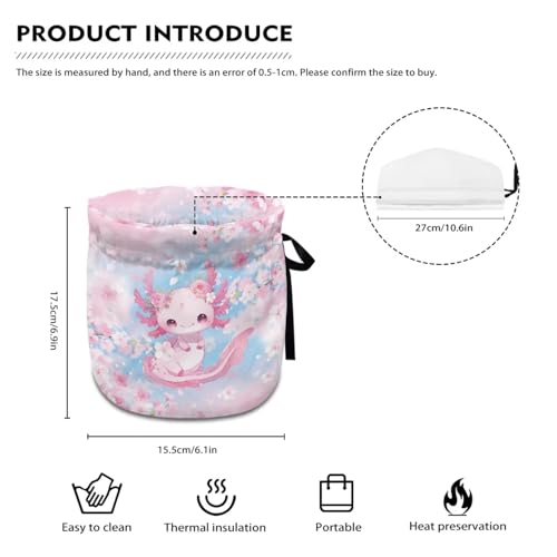 Image of Cute Axolotl Print Tea Pot Cover Cherry Blossom Print Tea Cozy Insulation Teapot Portability Drawstring Soft Teapot Case Washable Breakfast Pot Cove Personalized Design Gifts