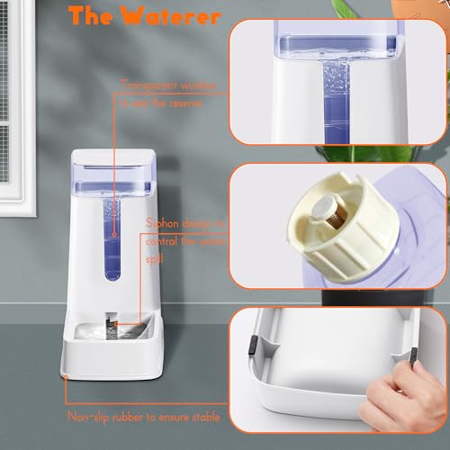 2 Packs Automatic Cat Feeder and Waterer, Gravity Dog Food and Water Dispenser Set for Small Medium Big Pets Cats Dogs Puppy Kitten, 1 Gallon x 2 (White) - Image 6