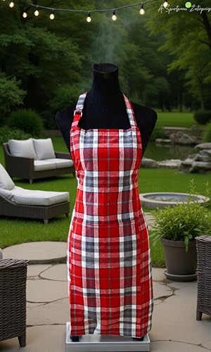 Image of Kitchen Apron for Women & Men | 100% Cotton | Cooking Apron with Big utility Pocket | Adjustable neck strap | Free Size | Kitchen Utensils Accessory