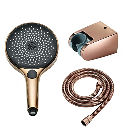 Pomme de douche haute pression avec tuyau acier inoxydable 59 pouces or rose