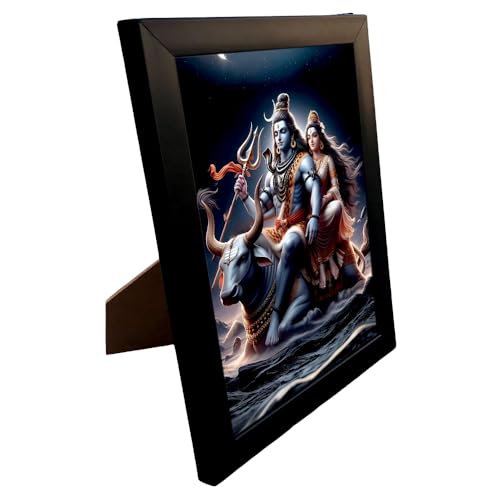 Frame Cart Lord Shiva Digital Art Photo Frame for Home and Office Decor | Divine Hindu Deity Wall Art for Living Room, Bedroom, or Office Wall Decorations (Multicolor 9, 4x6 Inches)