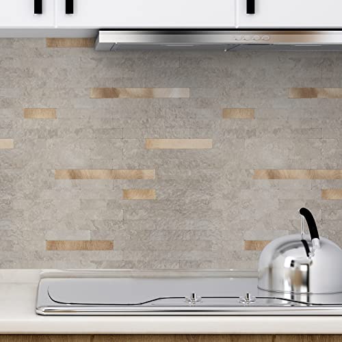 Art3D 10-Sheet Peel And Stick Collage Tile For Kitchen Backsplash - Ecru Slate #TOP2