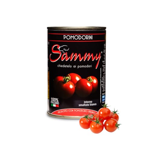 SAMMY - I Pomodorini, Pomodorino Ciliegino in Succo di Pomodoro, 100% Filiera Italiana, per un Sapore Dolce e Intenso, 12 Pezzi in Latta da 400 gr