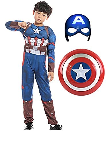 Envogue Polyester Superhero Dress For Kids (2 To10 Yrs) | Americas Super Captain(With Shield) (3-4 Years), Multicolor (B09QLC2HL4) Amazon Price History, Amazon Price Tracker