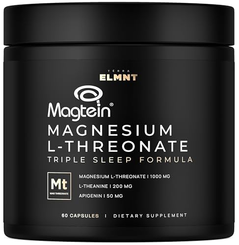 Triple Sleep Magnesium L-Threonate w. Apigenin Theanine & Magtein Magnesium L Threonate - High Absorption Magnesium Supplement Capsules for Men and Women Magnesium Powder Pills