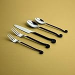 Gourmet Settings 20-Piece Flatware Treble Clef Collection Black Silverware Cutlery Kitchen Sets, Stainless Steel Utensils Knife/Fork/Spoons, Dishwasher Safe (34-350) - Image 2