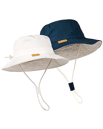 Image of Baby Sun Hat for Boy Girl Toddler Summer Bucket Hat Kids Sun Protection Beach Hat Cotton Baby Hats