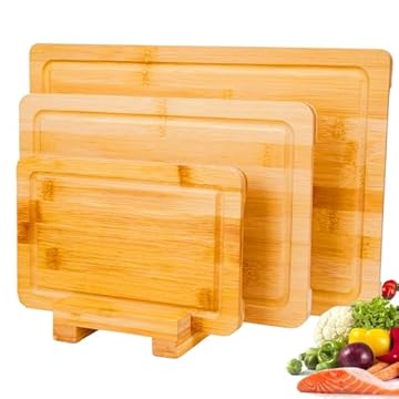 wood cutting board set with holder