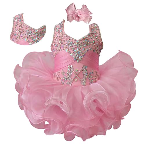 Jenniferwu G153-2 Infant Toddler Baby Newborn Little Girls Pageant Party BirthdayDress (as1 Age 12_Months 18_Months Pink)
