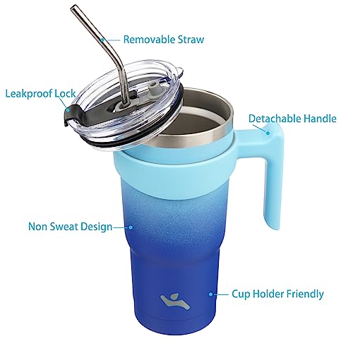 Image of Konokyo 20 oz Tumbler with Handle and Straw, Insulated Travel Mug
