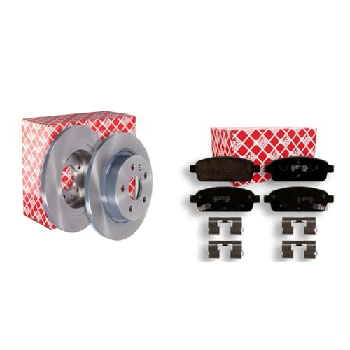 febi bilstein 39185 Bremsscheibensatz, 2 Bremsscheiben & 16894 Bremsbelagsatz mit Anbaumaterial, 1 Stück