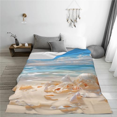 Couverture flanelle imprimée plage : idée cadeau d'anniversaire