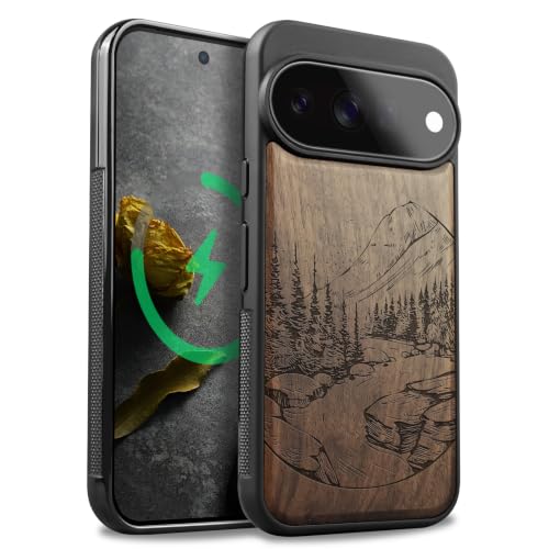 Google Pixel 11 Pro case Carveit noyer, étui de téléphone antichoc bois