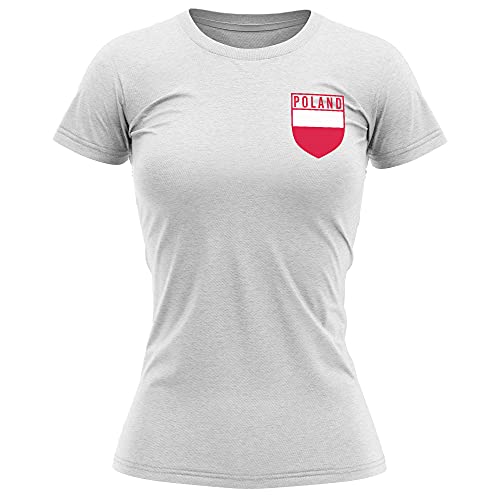Poland Football Shirt Women - Retro Poland Badge T Shirt - Football Country European Supporters 2024 Tee Her - Polish Tournament 2024 Footy Soccer Top, S, White