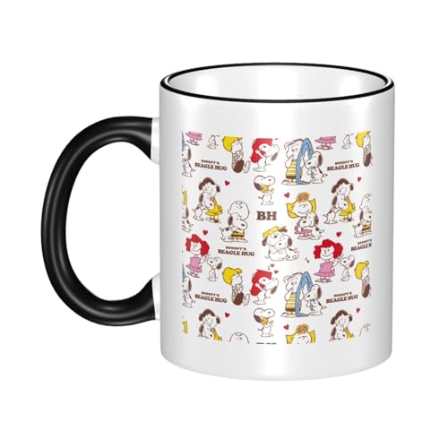 スヌーピー マグカップ 保温・保冷 電子レンジ対応 コーヒーカップ 陶器 セラミック 耐高温 軽量 個性人気 誕生日プレゼント大容量 Black