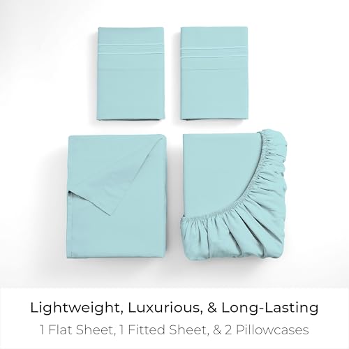 Image of Mellanni Queen Sheets Set - 4 PC Iconic Collection Bedding - Hotel Luxury, Extra Soft, Cooling Bed Sheets - Wrinkle, Fade, Stain Resistant (Queen, Aqua)