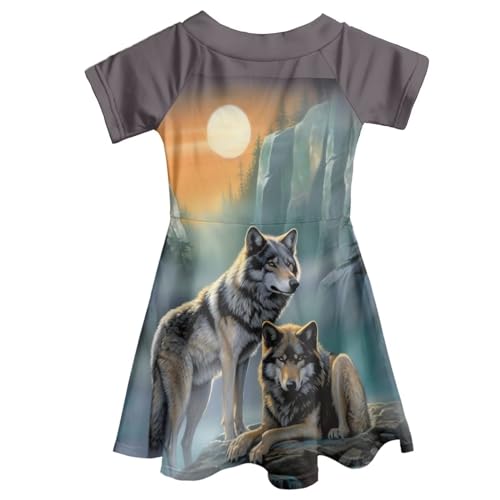 WELLFLYHOM Girls Summer Short Sleeve Skater Party Holiday Dress for Kids 3-142