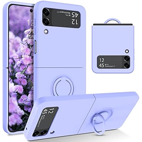 YINLAI Samsung Galaxy Z Flip 3 Case Liquid Silicone Ring Holder Kickstand Magnetic Car Mount Soft Gel Rubber Protection Shockproof Cover Case for Samsung Galaxy Z Flip 3 5G, lavender purple Cover